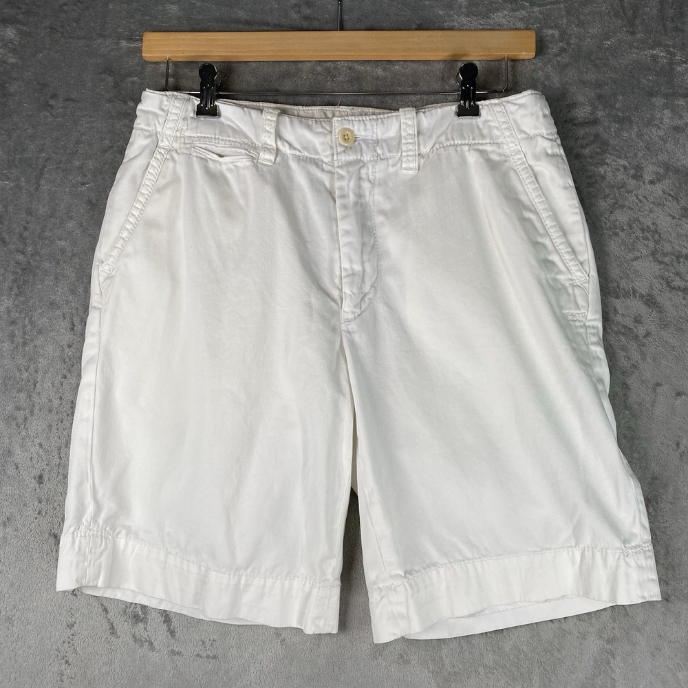 Vintage Polo Ralph Lauren Shorts Mens Size 33 White Chino Flat Front Preppy Golf